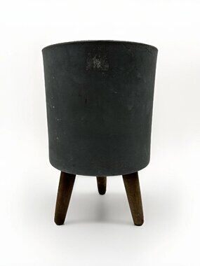 🪴 Grayson Lane Gray Fiber Clay Planter w/ Wood Legs Medium Indoor Outdoor 🪴